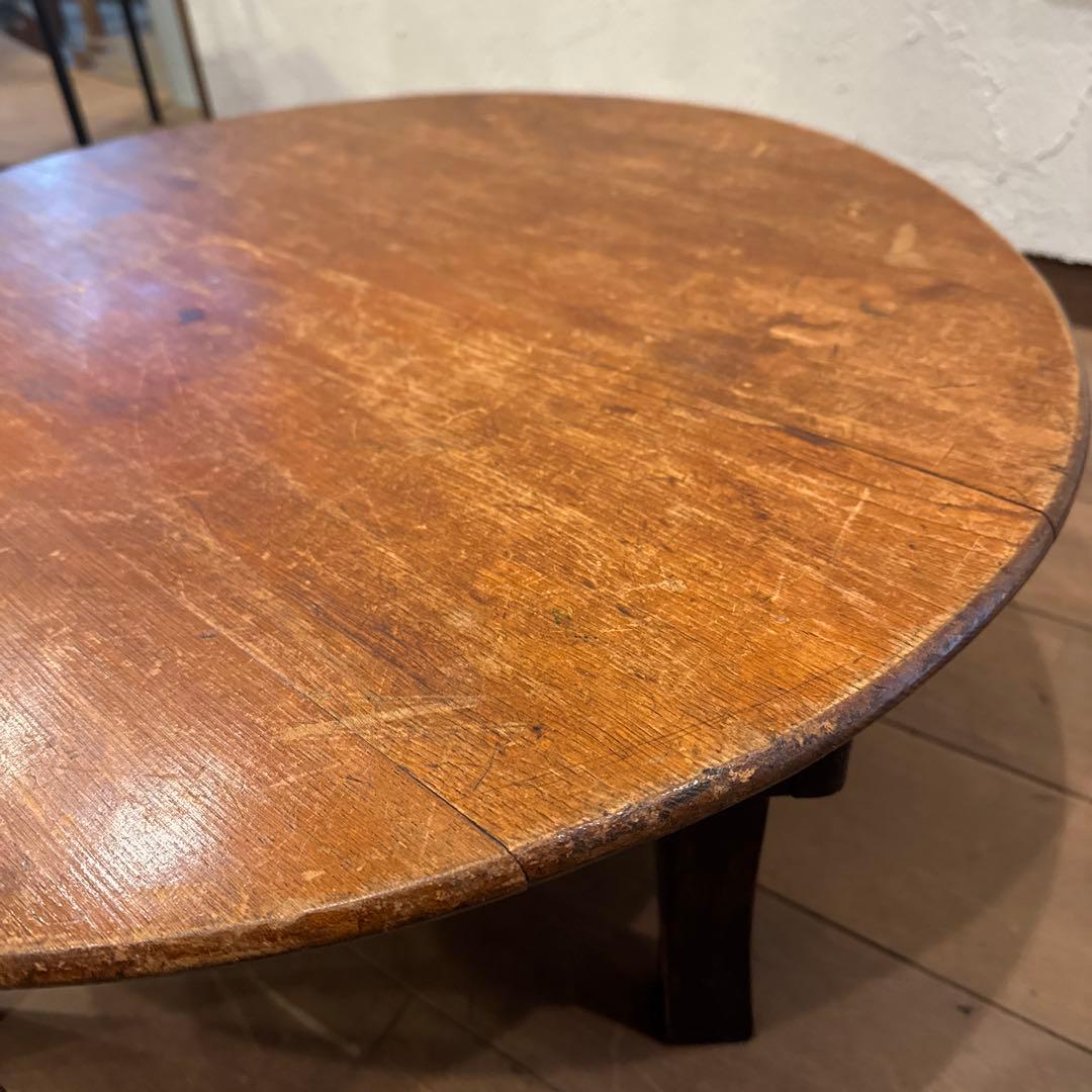 【ひの】木製ちゃぶ台 折り畳み レトロ 古家具