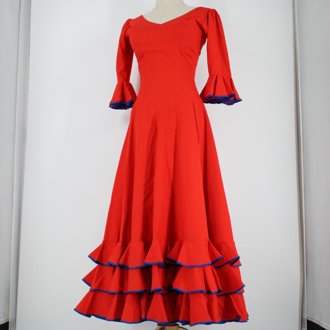 【日本製 フラメンコ衣装】レッド×豪華ボランテ naja ワンピース ドレス