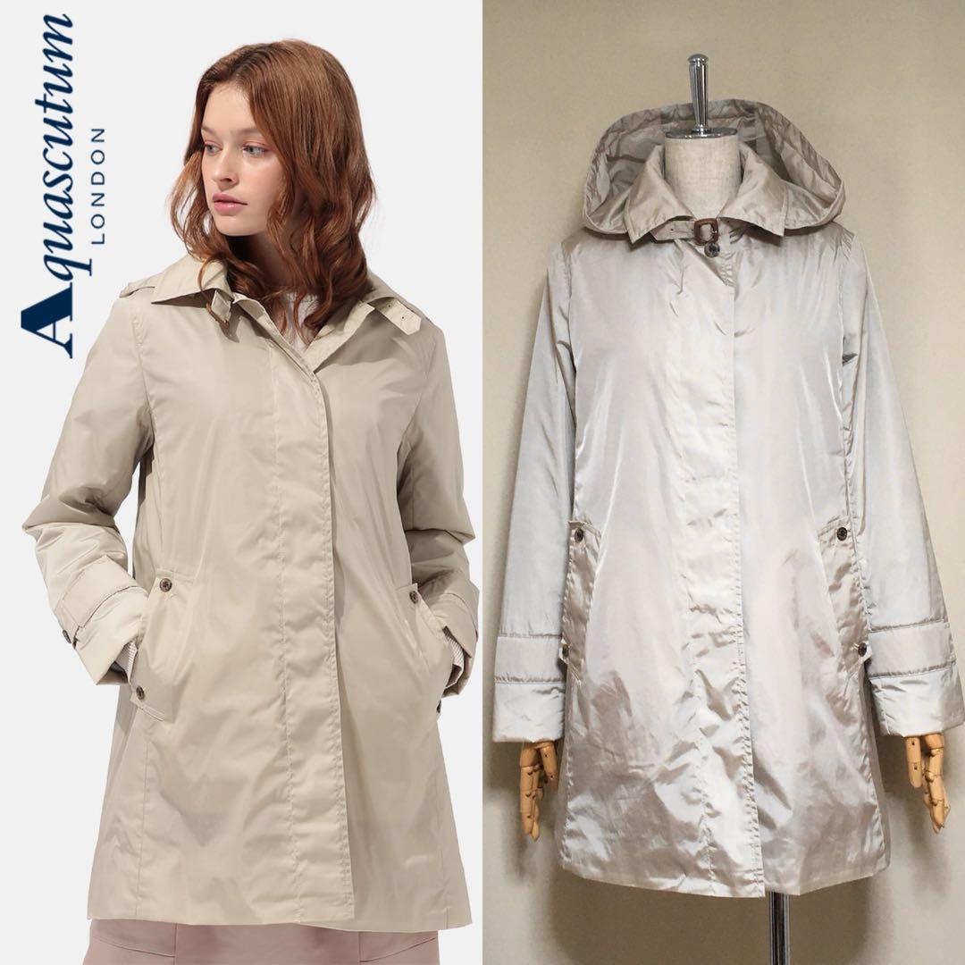 美品◇アクアスキュータム 定7.5万 ボアライナー付 AラインスプリングコートS