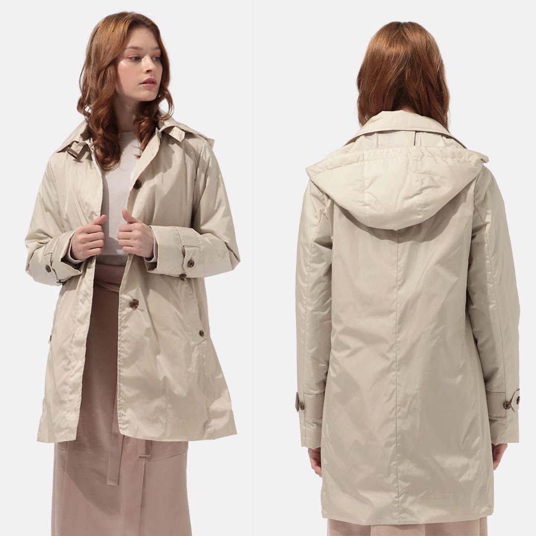 美品◇アクアスキュータム 定7.5万 ボアライナー付 AラインスプリングコートS