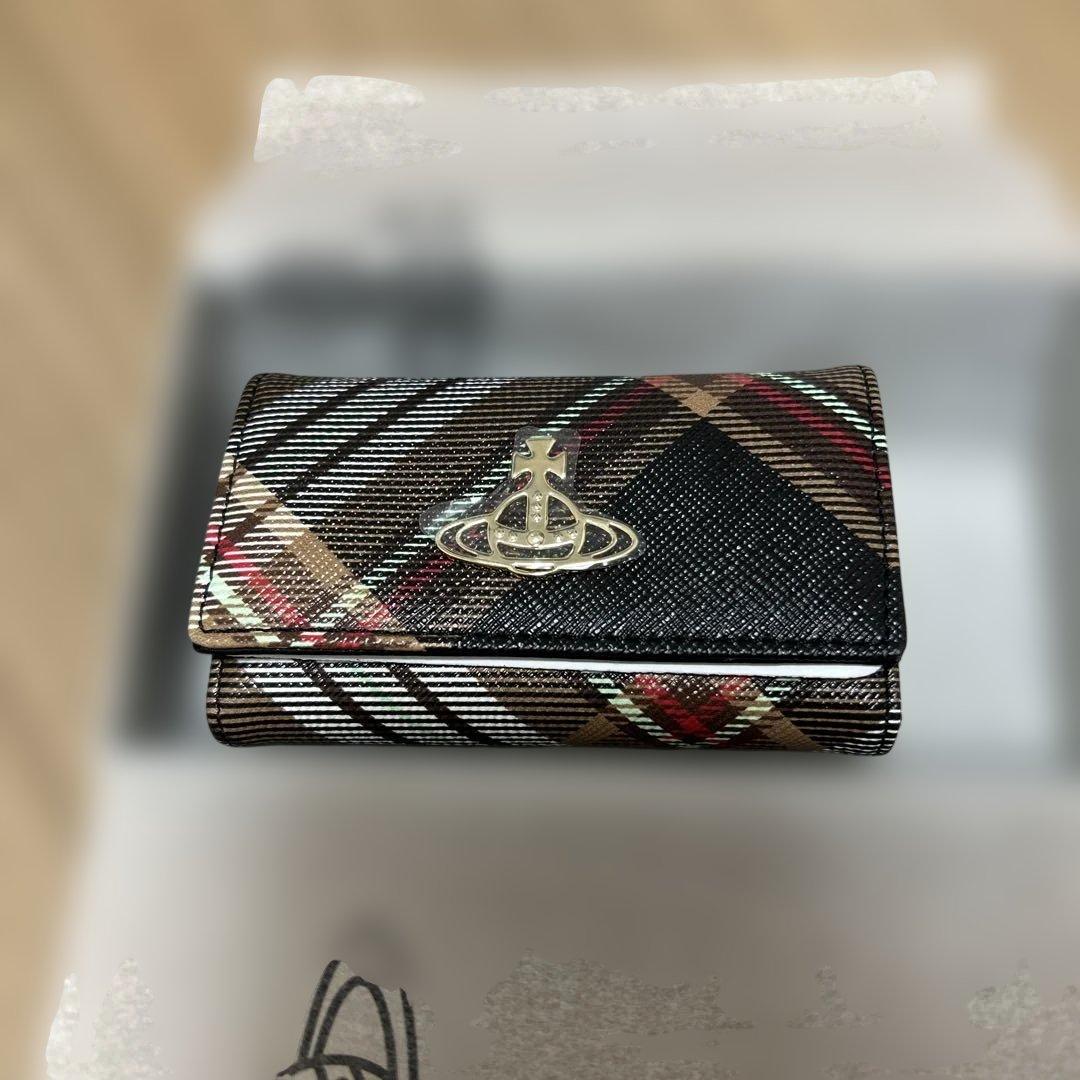 ヴィヴィアンウエストウッド　4連キーケース　タータンチェック　ブラウン/ブラック