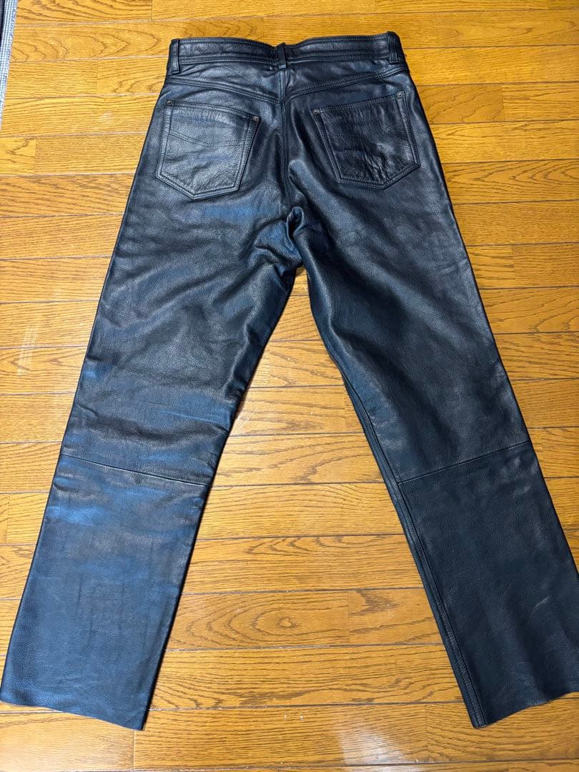 【お値下げ】Genuine Leather ブラックレザーパンツ 36