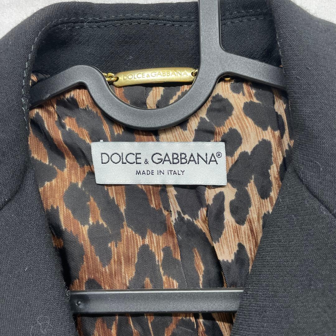 ドルガバ　D&G ウール　ビスコース　コート　レオパード　ベルト　ゴールド　40