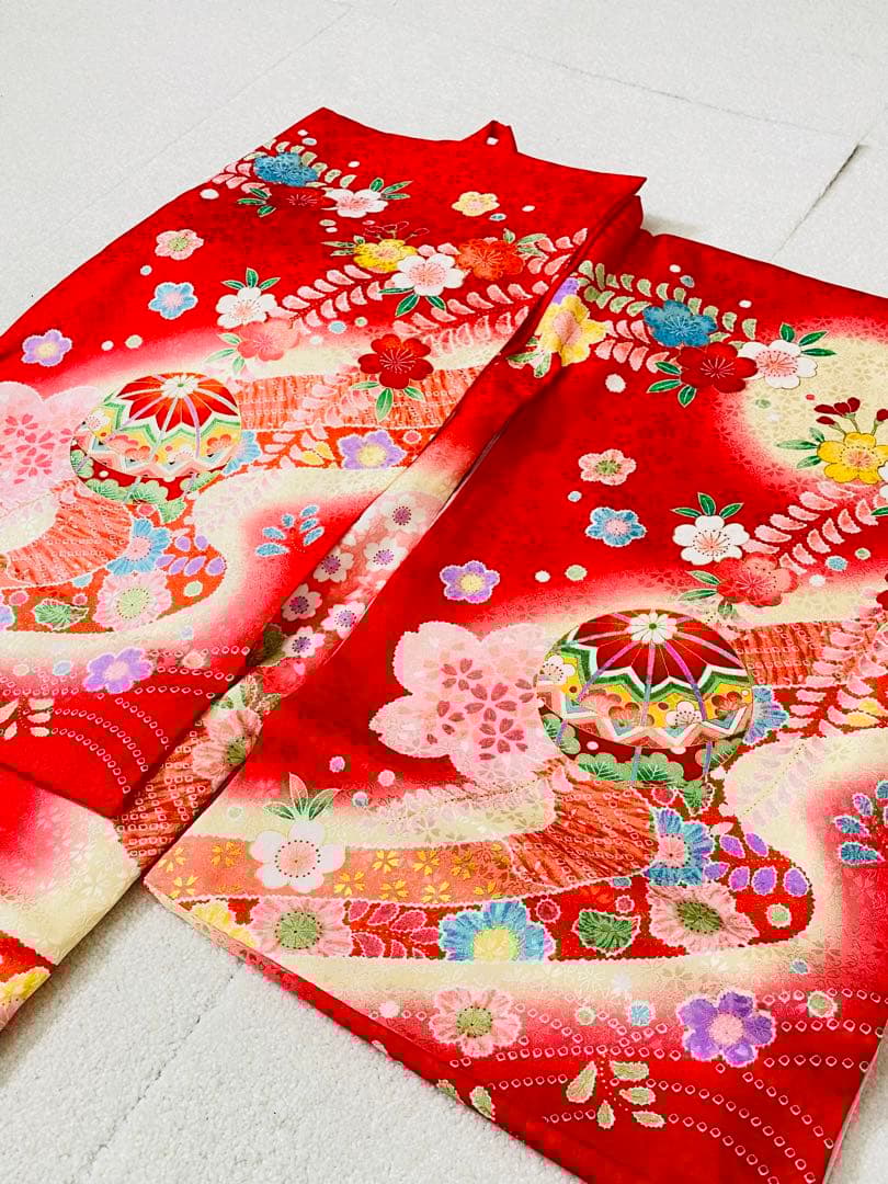 7703. 【未使用品】 絹 100% お宮参り 日本製 祝い着 初着 女の子