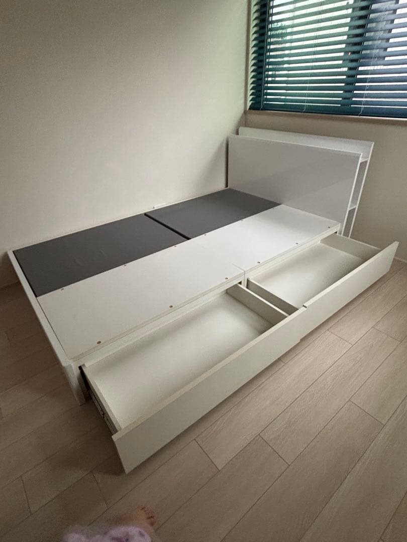 セミダブルベッドフレーム 引き出し収納付き ホワイト 白 ニトリ