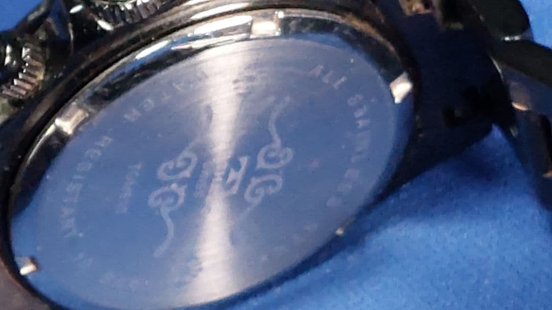 r*7様 TECHNOS ブラック クロノグラフ腕時計