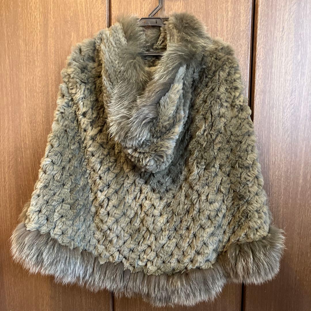 よし様LANVIN フード付きファーポンチョ