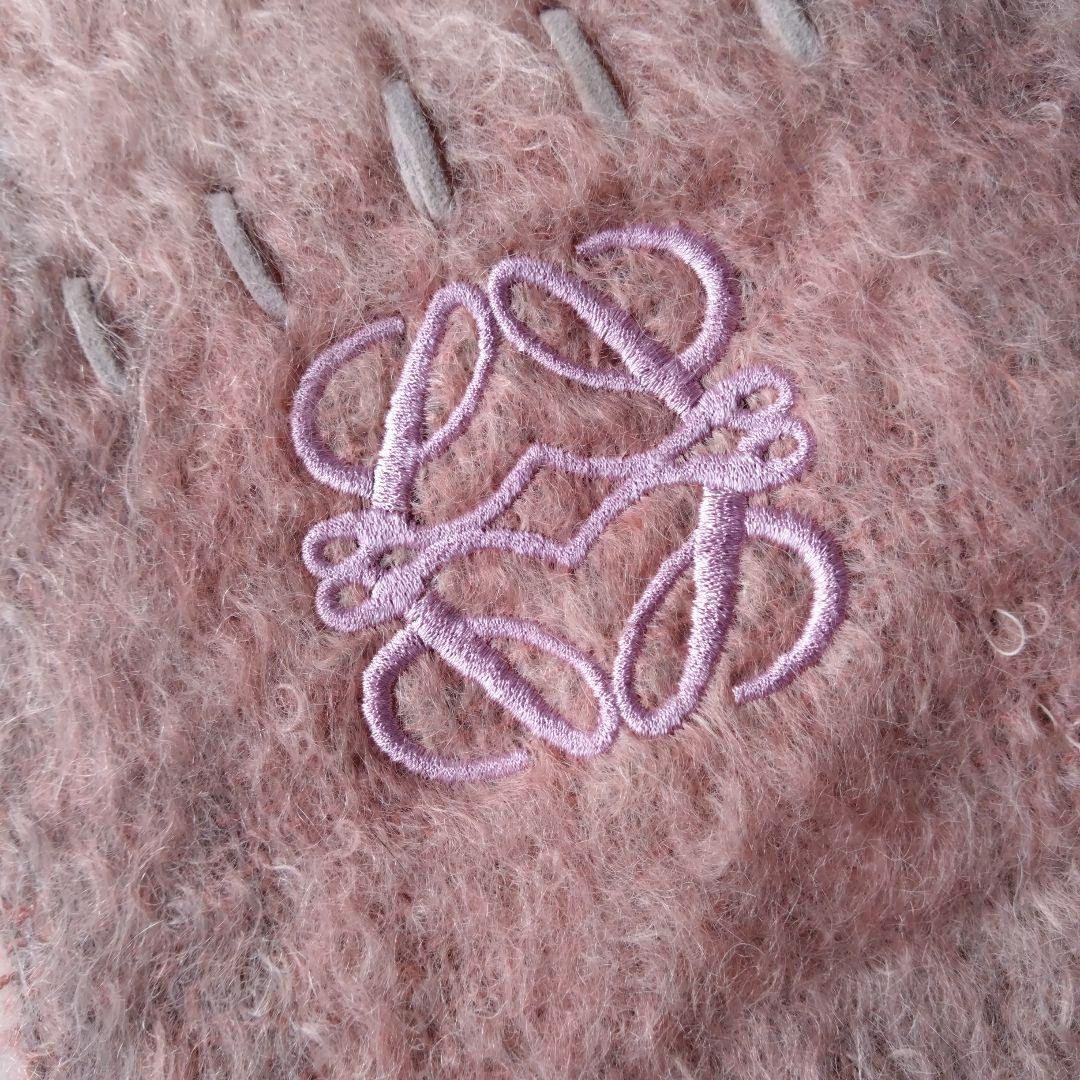 LOEWE ロエベ マフラー モヘア ウール　ピンク/グレー