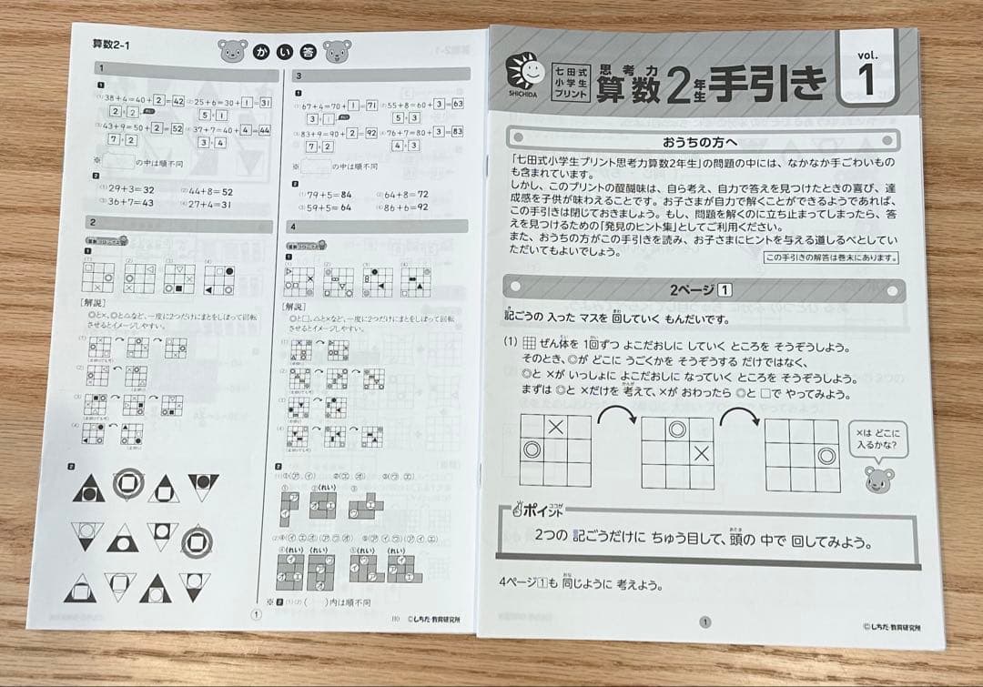 七田式小学生プリント　二年生 思考力国語算数2教科セット　美品