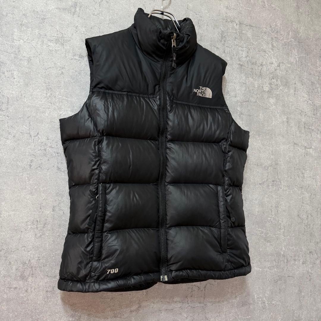 美品 ノースフェイス 700FP ヌプシダウンベスト 黒 レディース L 183