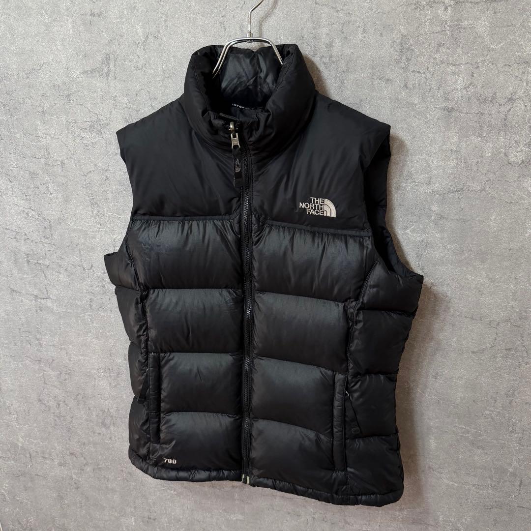 美品 ノースフェイス 700FP ヌプシダウンベスト 黒 レディース L 183