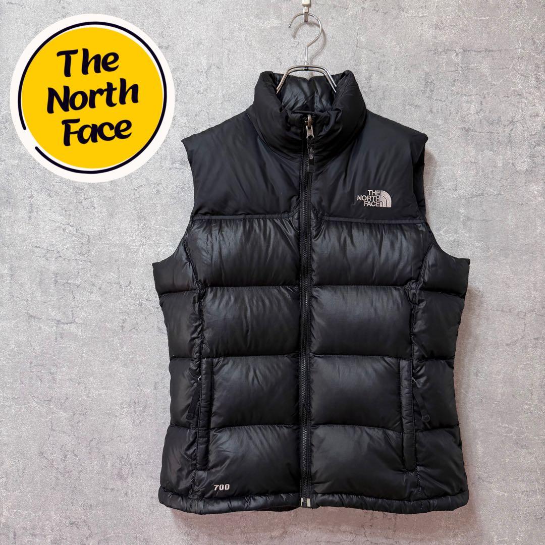 美品 ノースフェイス 700FP ヌプシダウンベスト 黒 レディース L 183