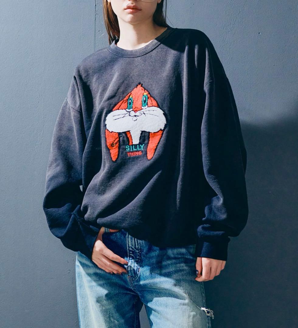 RNAユーズドエフェクトラビットトレーナーネイビー