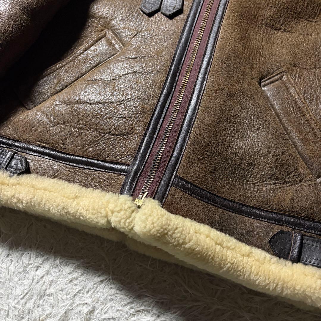 米国製■AVIREX フライトジャケット　B-3 ムートン　羊革　ブラウン　38