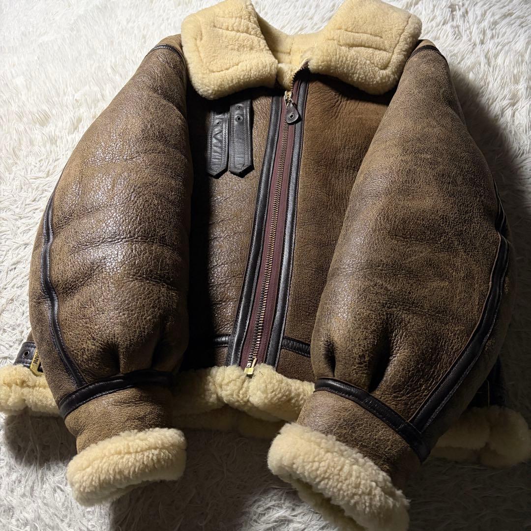 米国製■AVIREX フライトジャケット　B-3 ムートン　羊革　ブラウン　38