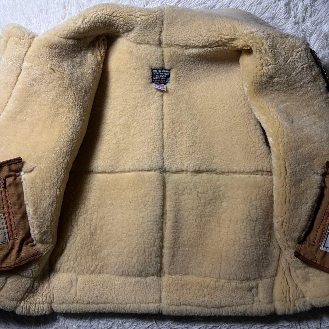 米国製■AVIREX フライトジャケット　B-3 ムートン　羊革　ブラウン　38
