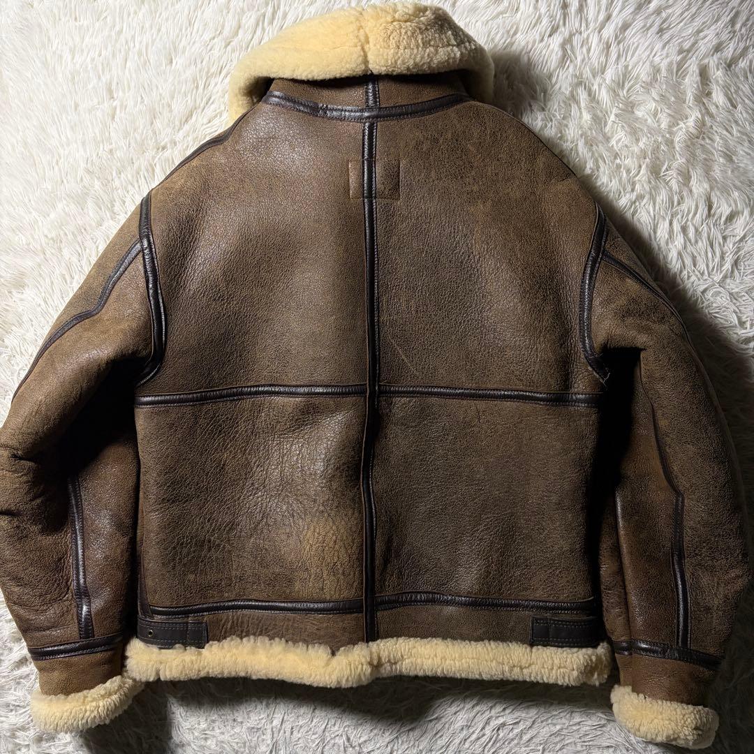米国製■AVIREX フライトジャケット　B-3 ムートン　羊革　ブラウン　38