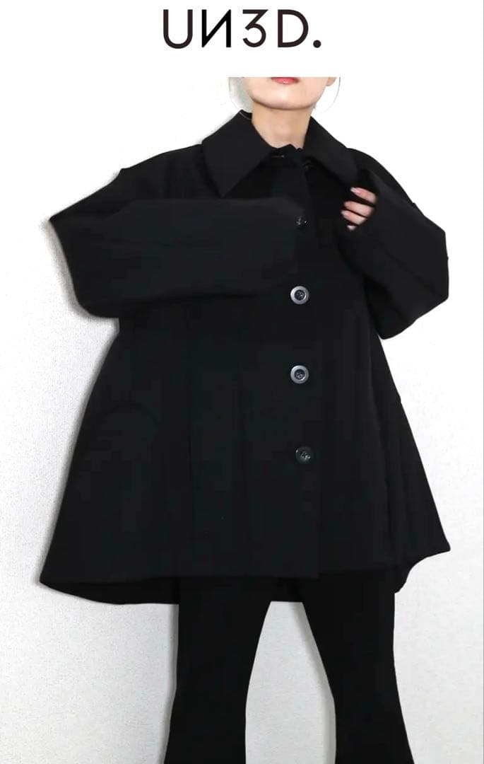 美品 アンスリード アーチコクーンテントコート黒 36 人気完売