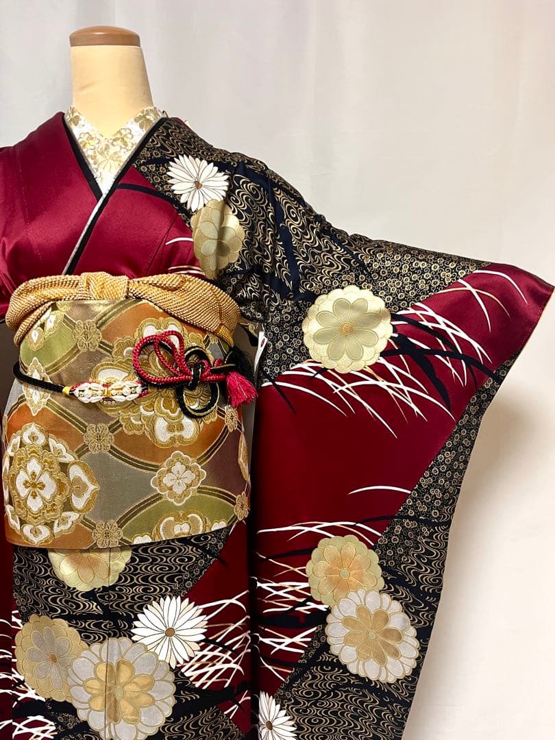 【美おり】振袖 正絹 振袖フルセット 7点セット 成人式 金彩加工 高級 古典柄