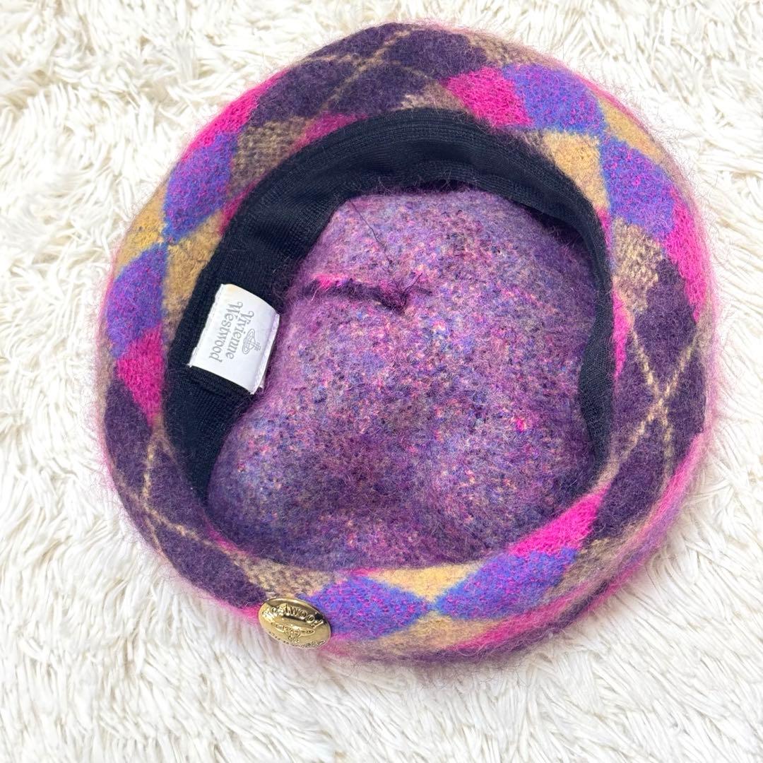 Vivienne Westwood ポンポン付き チェック ベレー帽 オーブ
