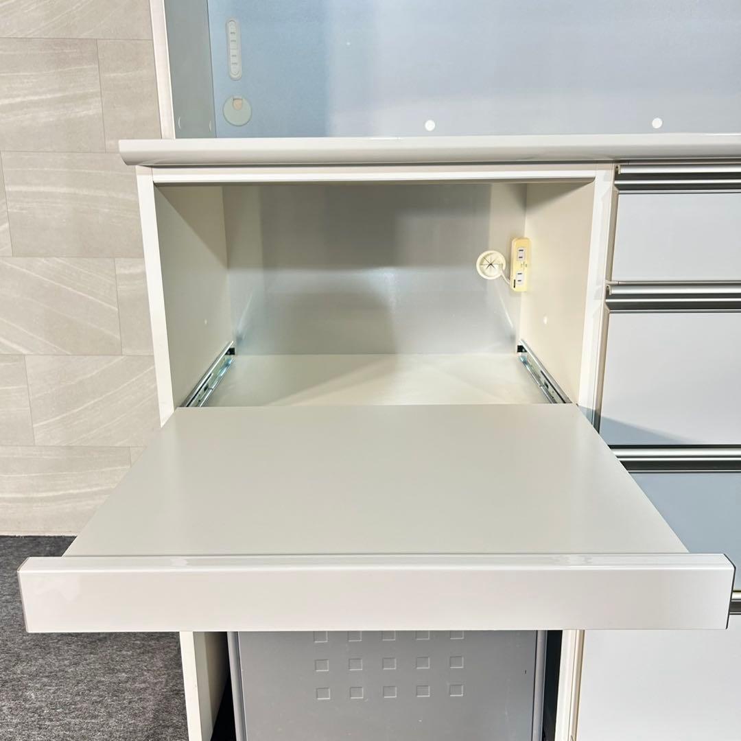 綾野製作所 キッチンボード AXシリーズ 幅160cm 白 食器棚 d5269