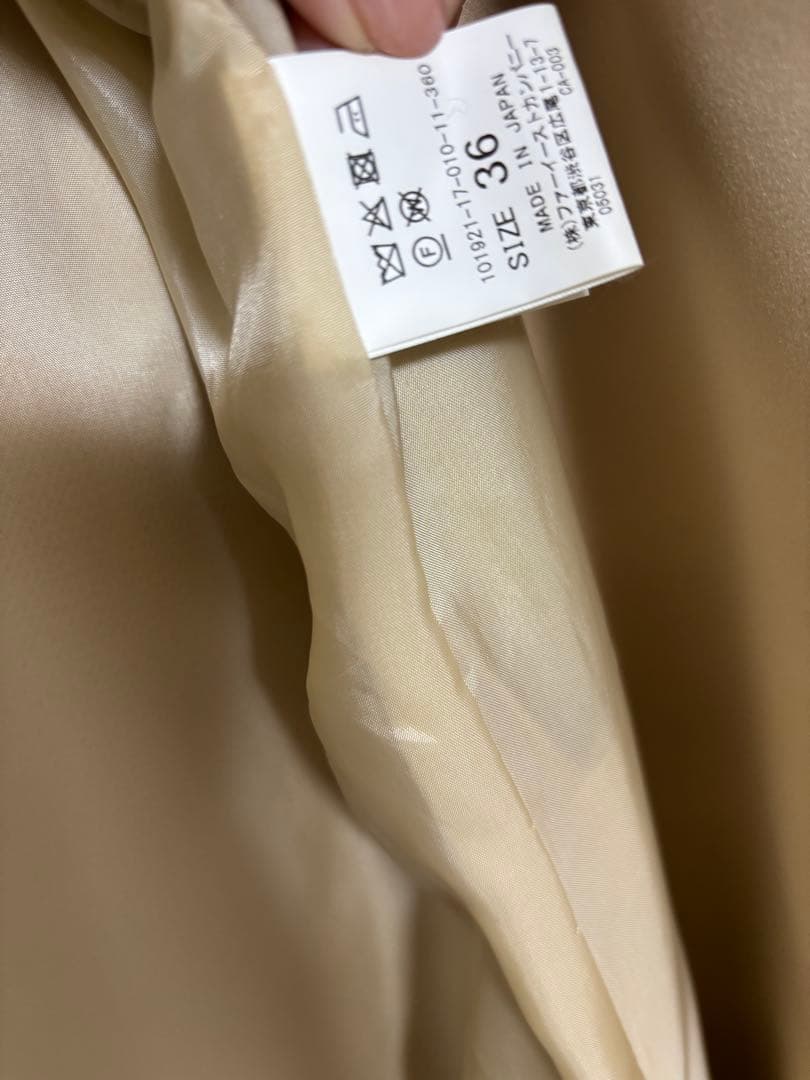 ANAYI ベージュ ノーカラー コート36上品綺麗