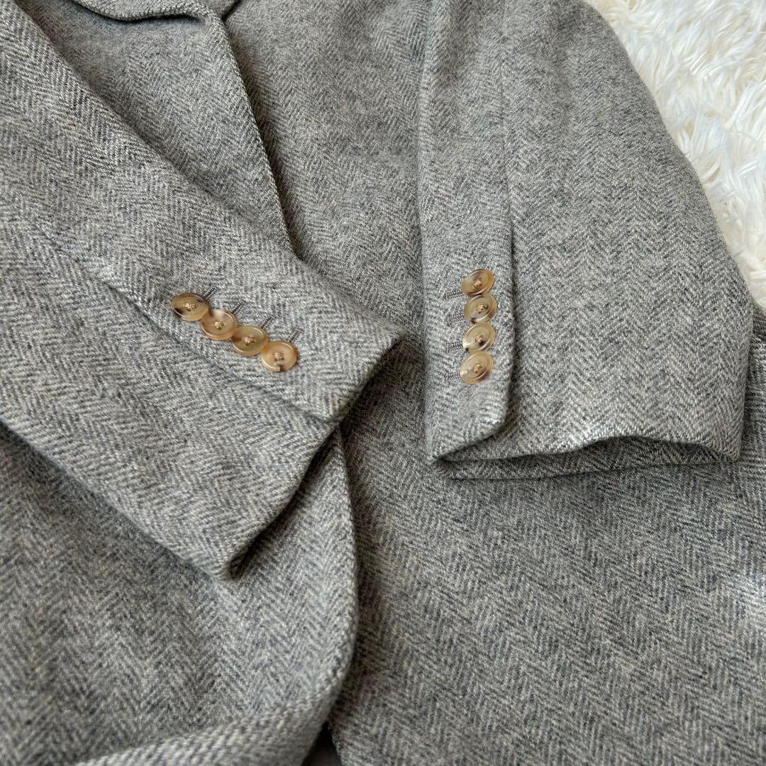 マーガレットハウエル　ツイードヘリンボーンチェスターコート　比翼　グレー　2