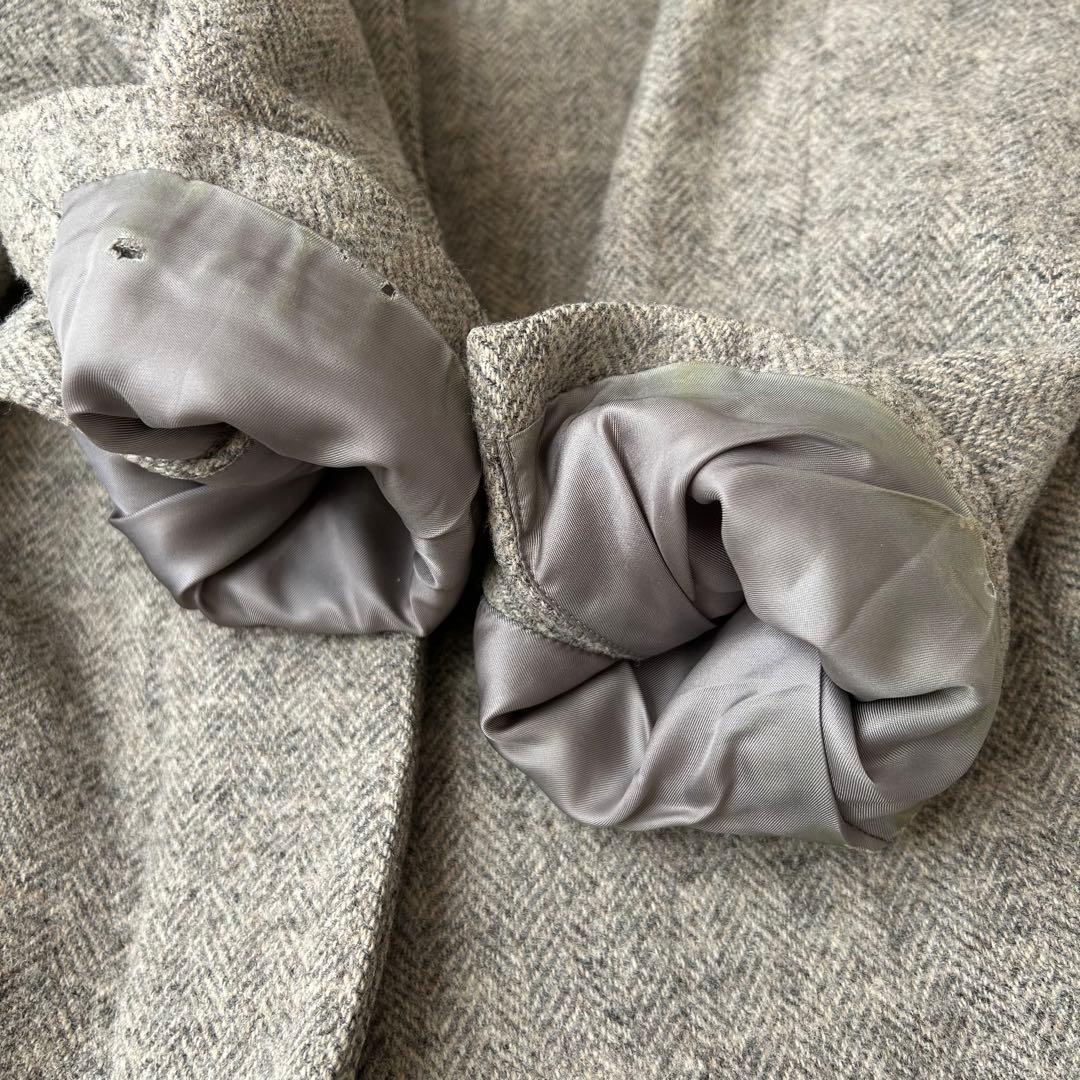 マーガレットハウエル　ツイードヘリンボーンチェスターコート　比翼　グレー　2