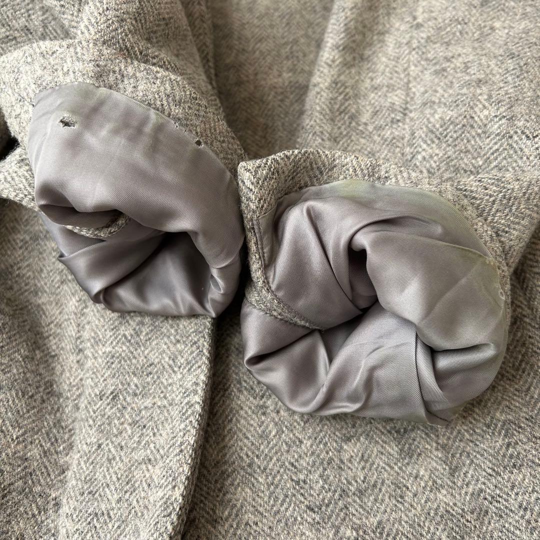 マーガレットハウエル　ツイードヘリンボーンチェスターコート　比翼　グレー　2