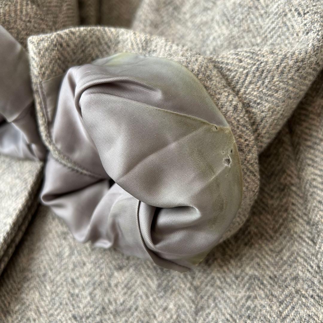 マーガレットハウエル　ツイードヘリンボーンチェスターコート　比翼　グレー　2