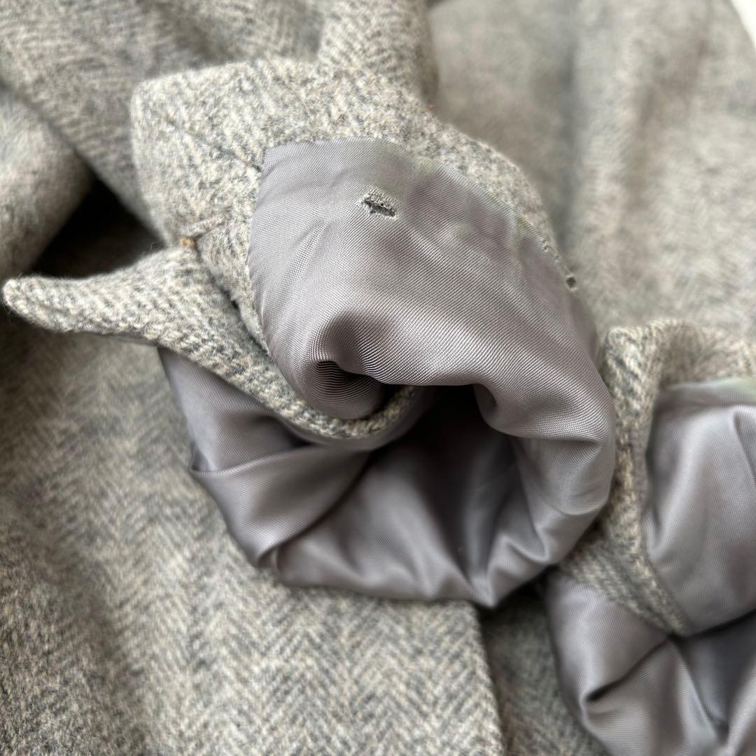 マーガレットハウエル　ツイードヘリンボーンチェスターコート　比翼　グレー　2