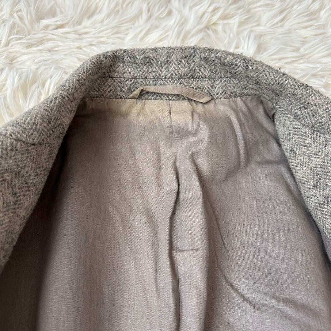 マーガレットハウエル　ツイードヘリンボーンチェスターコート　比翼　グレー　2