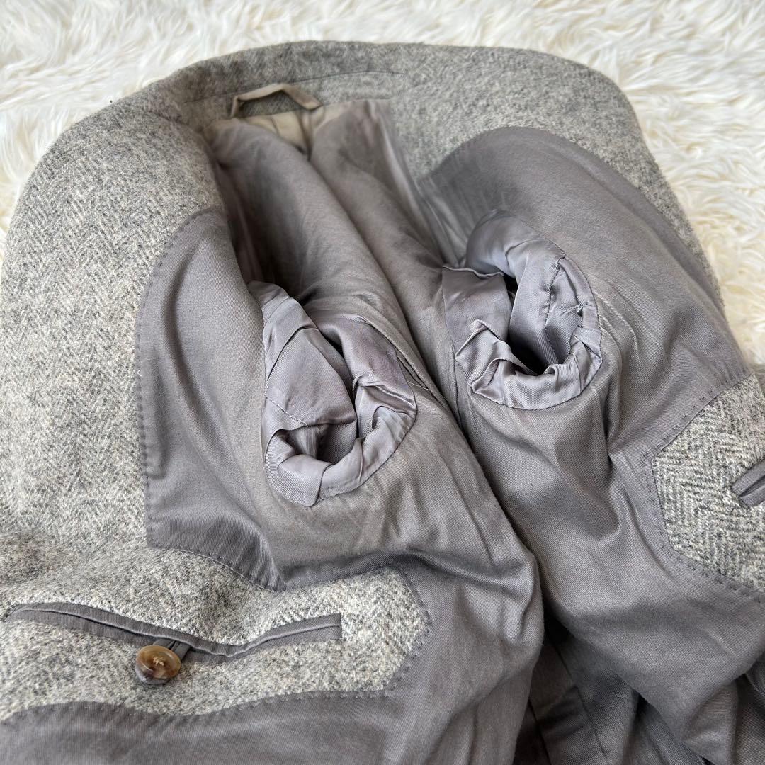 マーガレットハウエル　ツイードヘリンボーンチェスターコート　比翼　グレー　2