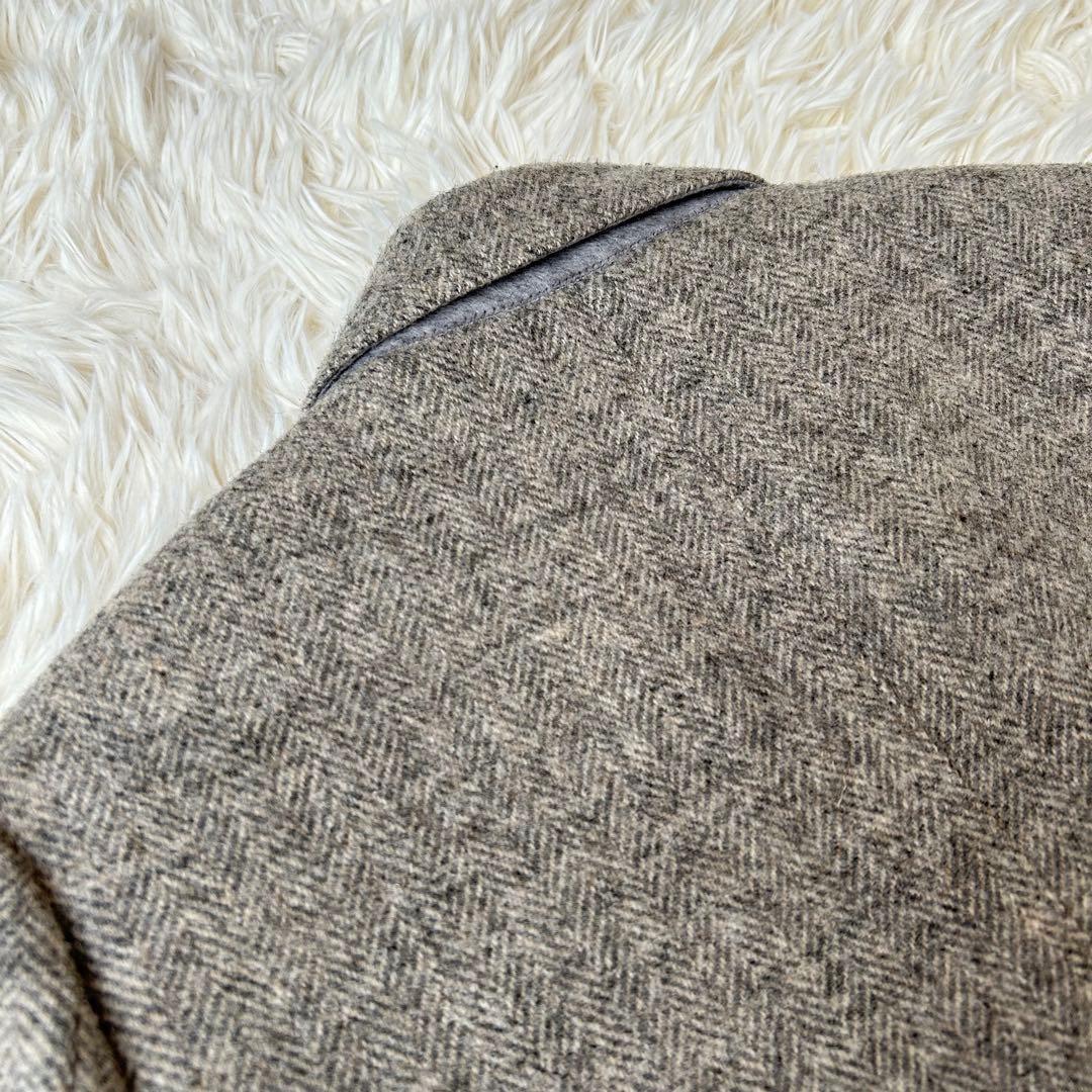 マーガレットハウエル　ツイードヘリンボーンチェスターコート　比翼　グレー　2