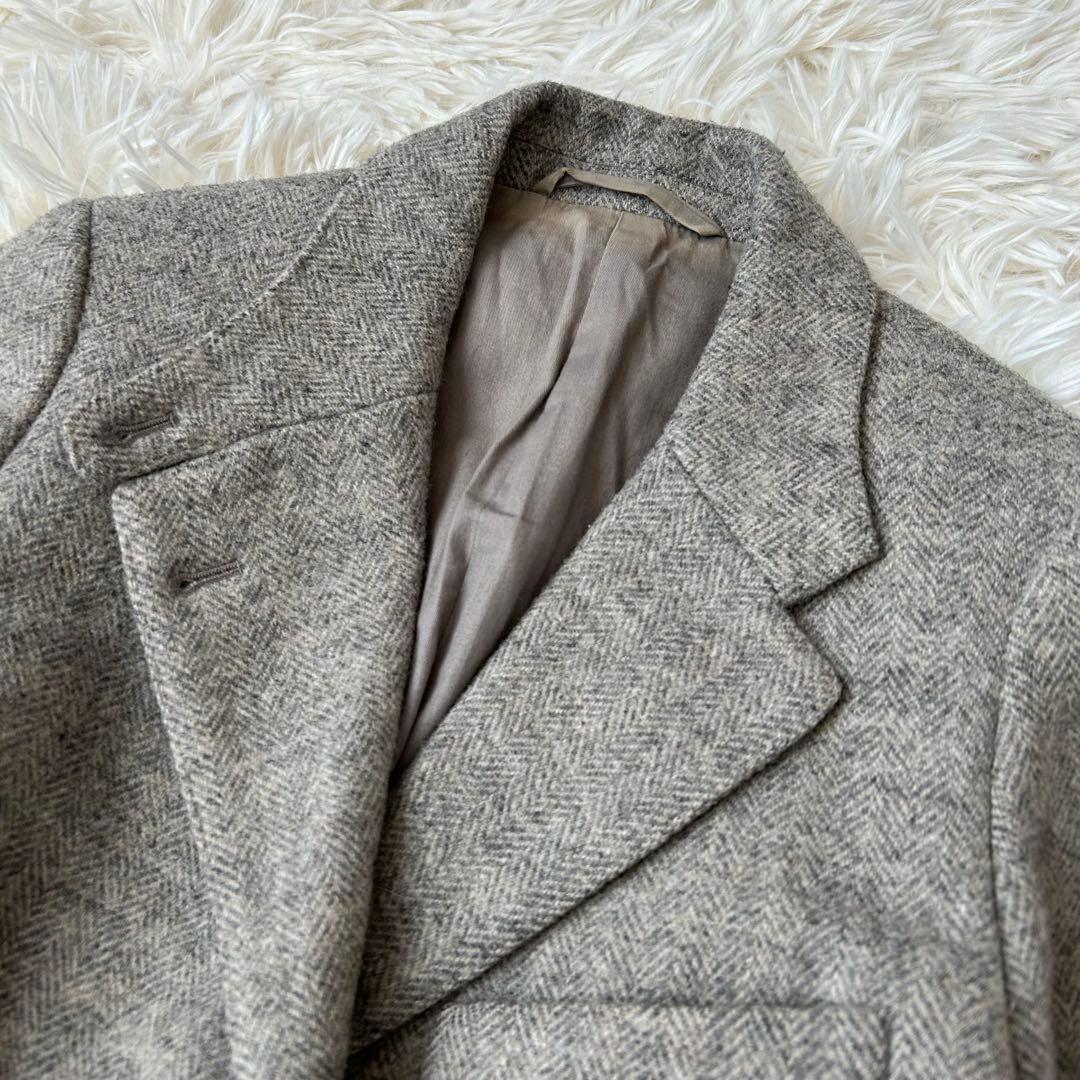 マーガレットハウエル　ツイードヘリンボーンチェスターコート　比翼　グレー　2