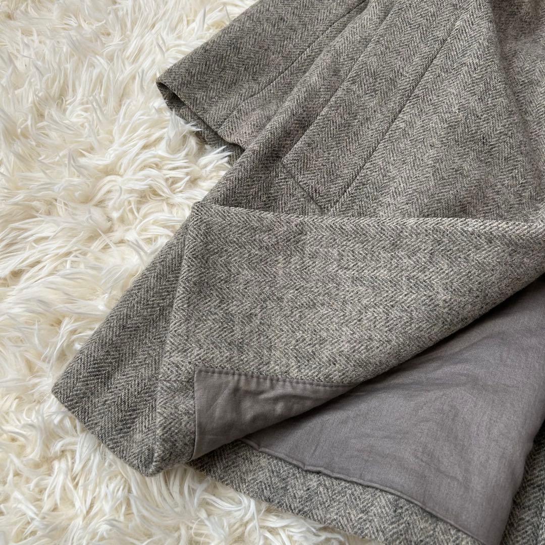 マーガレットハウエル　ツイードヘリンボーンチェスターコート　比翼　グレー　2