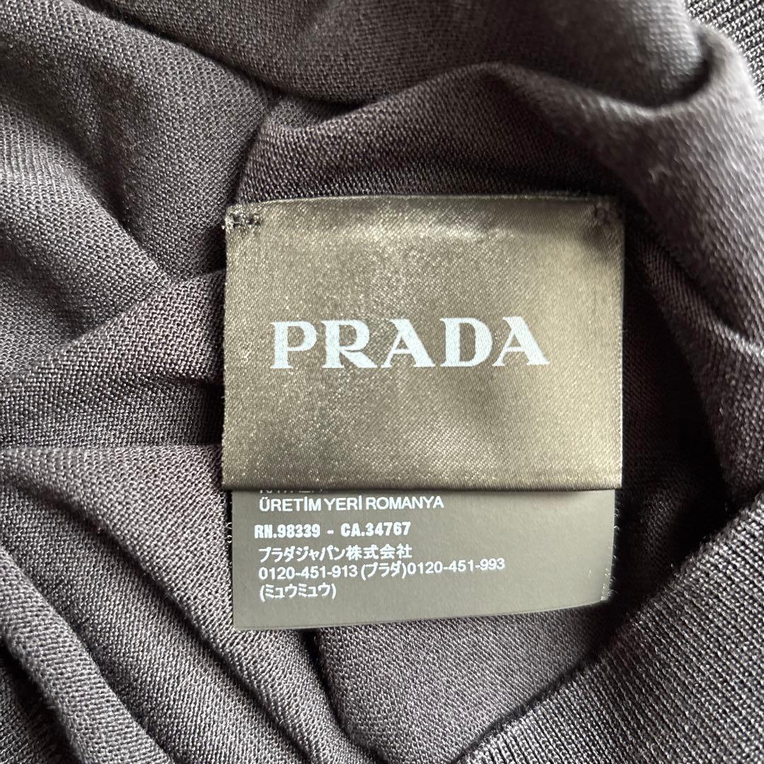 PRADA ニット シルク混 ポロシャツ 長袖 NERO 46 プラダ