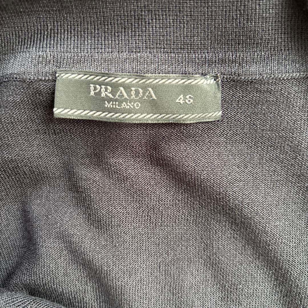 PRADA ニット シルク混 ポロシャツ 長袖 NERO 46 プラダ