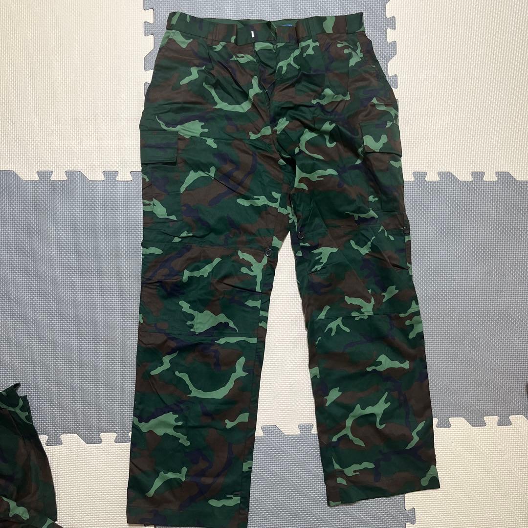 K　迷彩ウッドランドジャケット上下一式+ 迷彩キャンバスバッグ