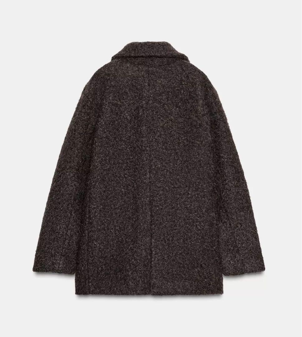 【完売品】ZARA ブークレダブルブレストミディ丈コート Sサイズ　新品タグつき