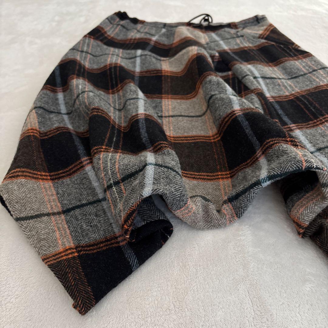 Y's ワイズ 変形 サルエルパンツ ウール チェック アシンメトリー 日本製