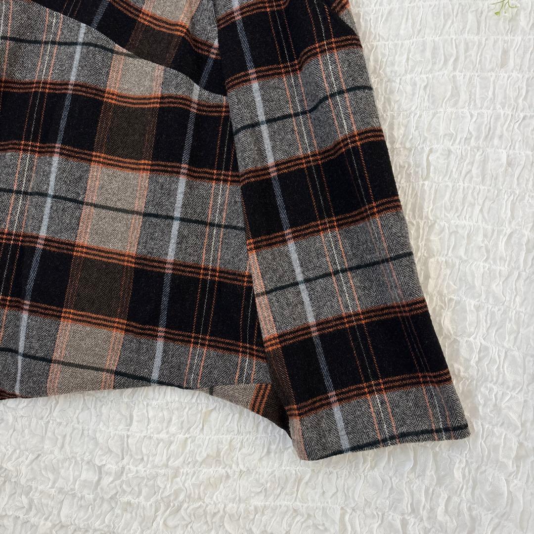 Y's ワイズ 変形 サルエルパンツ ウール チェック アシンメトリー 日本製