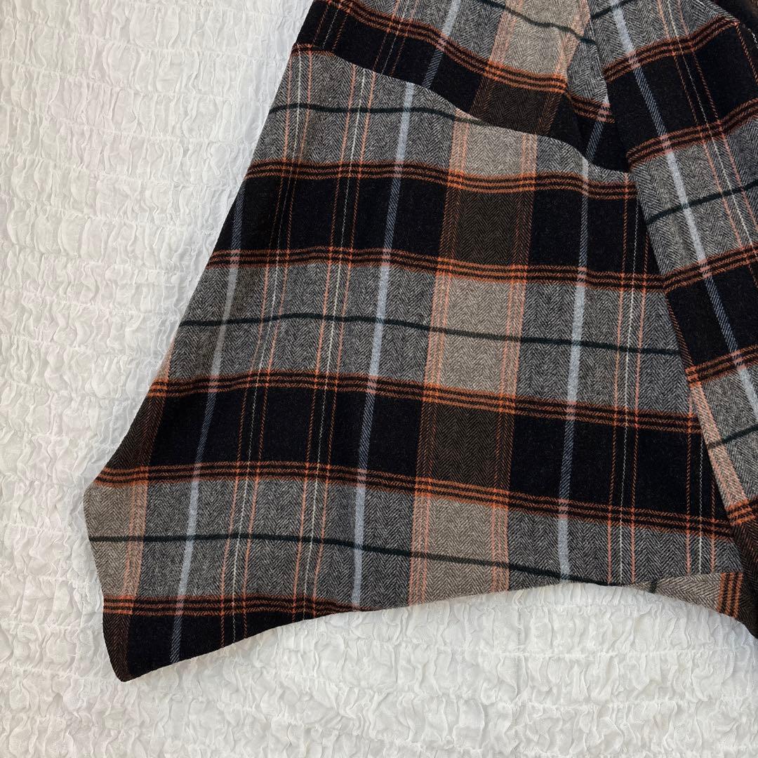 Y's ワイズ 変形 サルエルパンツ ウール チェック アシンメトリー 日本製