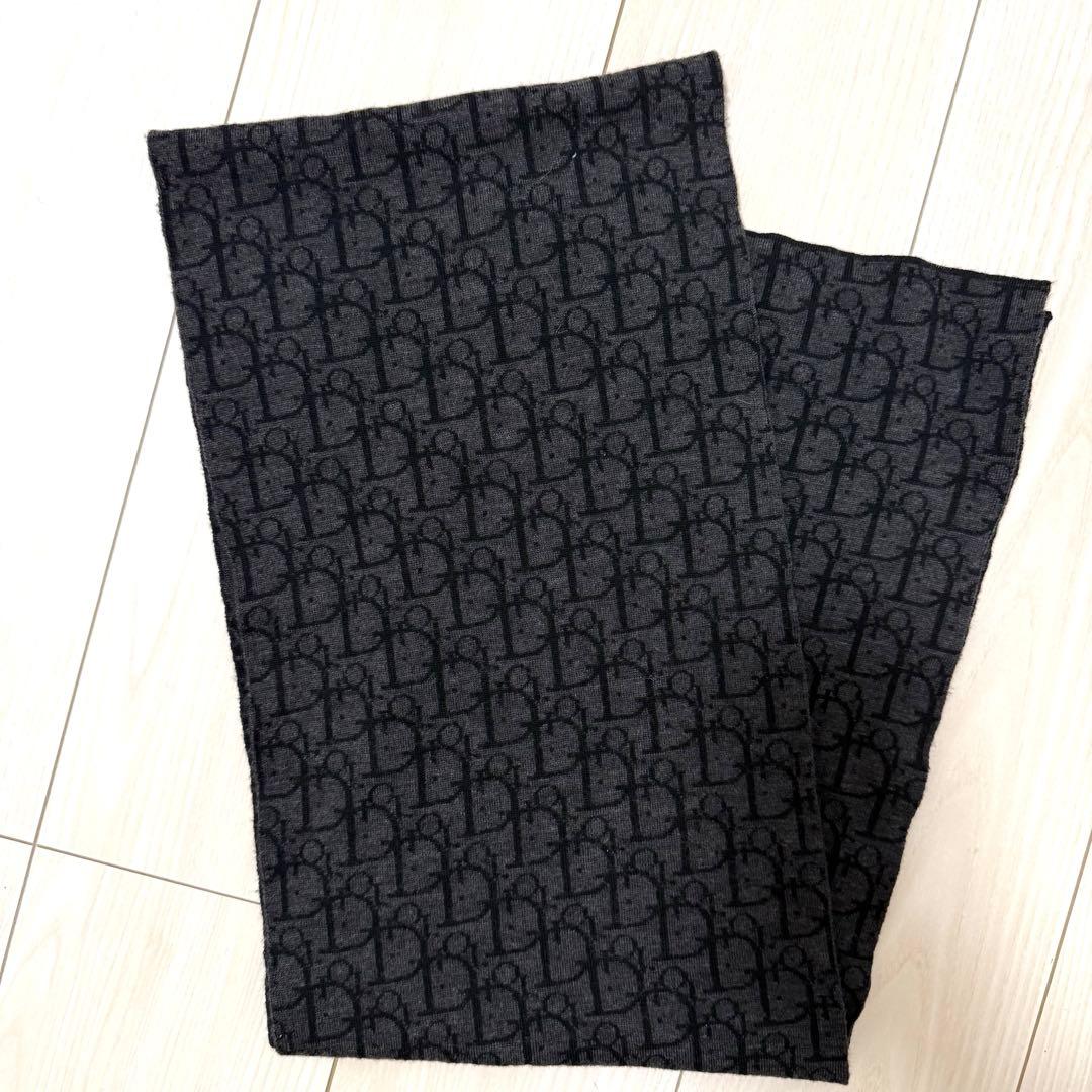 【美品】Dior マフラー トロッター ストール ユニセックス ブラック グレー