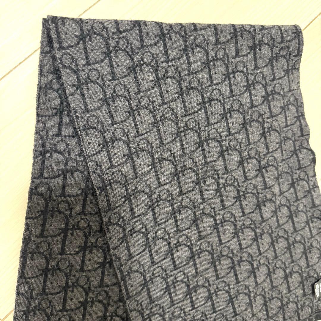 【美品】Dior マフラー トロッター ストール ユニセックス ブラック グレー
