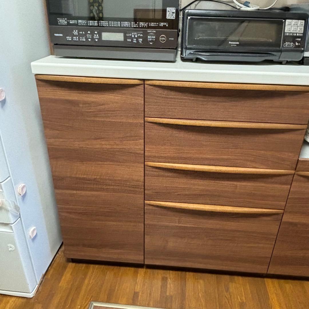 パモウナ キッチンボード/食器棚 ウォールナット　木目