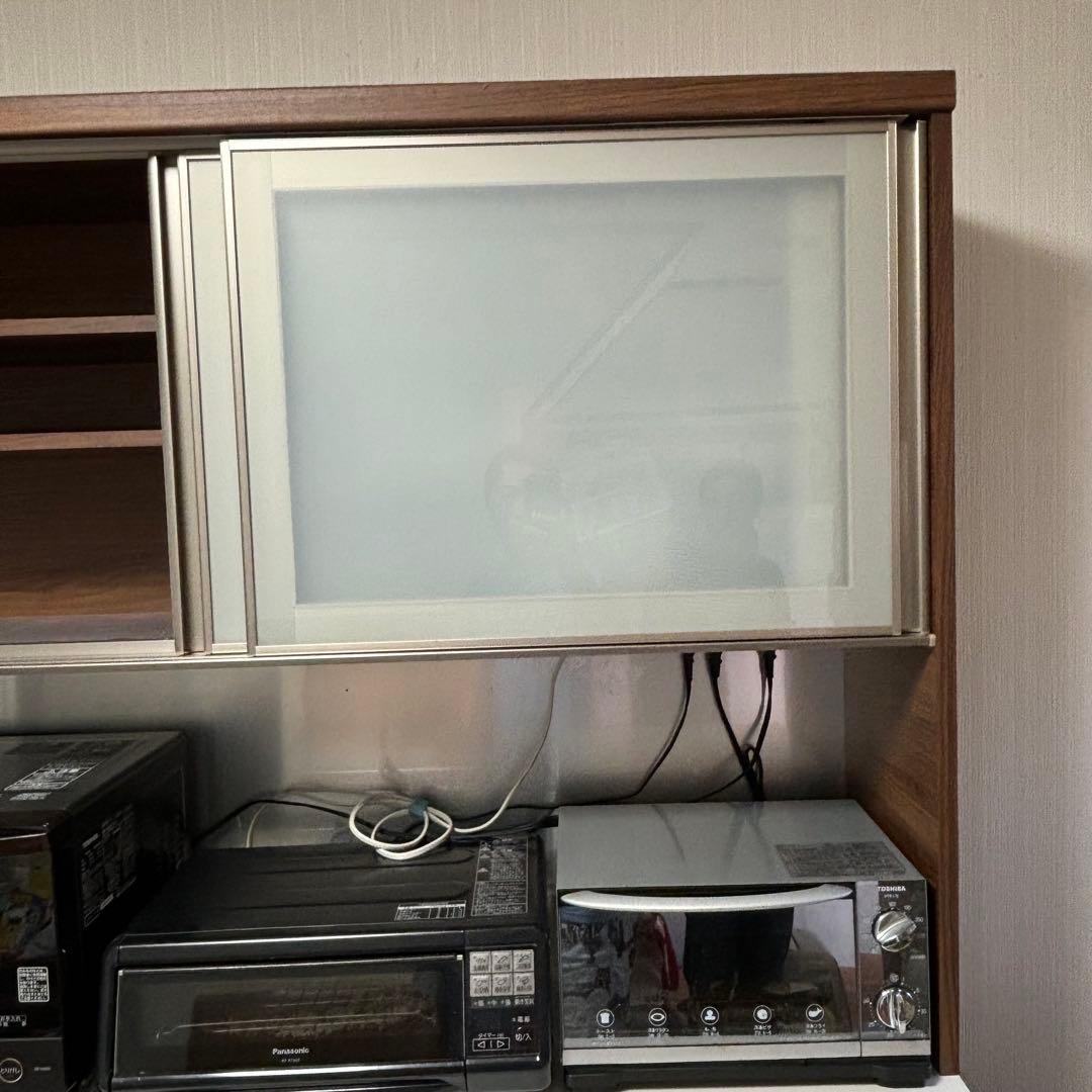 パモウナ キッチンボード/食器棚 ウォールナット　木目