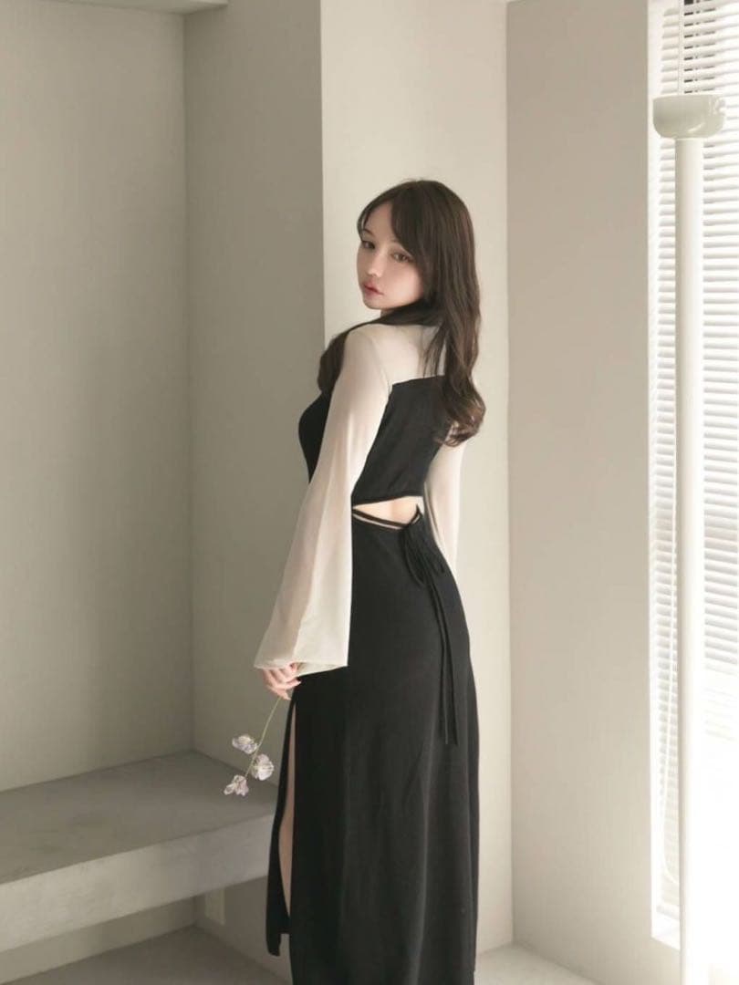 andmary fuller silky dress ブラック