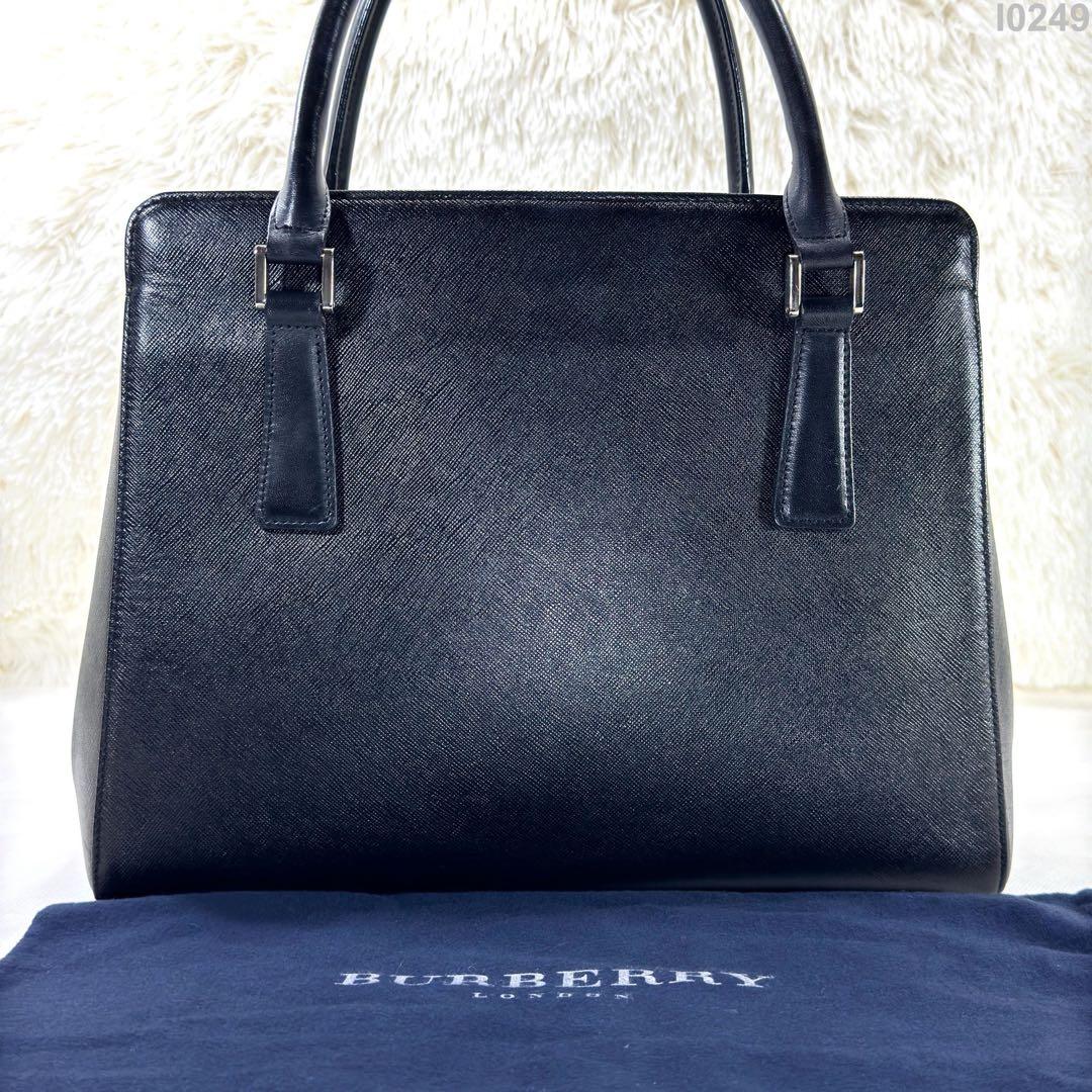 【極美品】バーバリー トートバッグ サフィアーノレザー ノバチェック 手提げ 黒