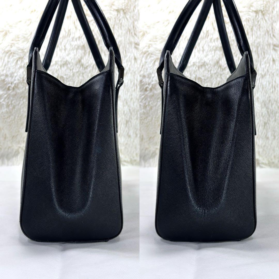 【極美品】バーバリー トートバッグ サフィアーノレザー ノバチェック 手提げ 黒